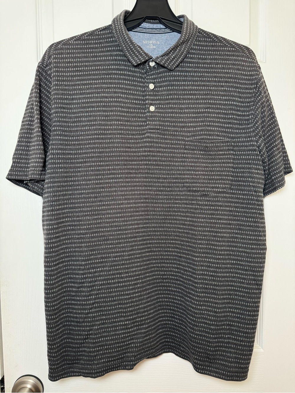 Merona Charcoal Grey Patterned Polo